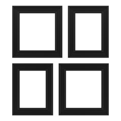 four black frames isolated on white background