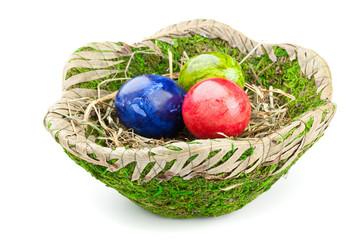 Easter eggs in basket