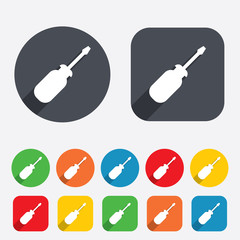 Screwdriver tool sign icon. Fix it symbol.
