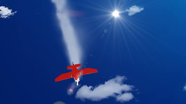 Flugzeug fliegt ein Haus