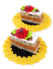 Tasty cakes isolated on white