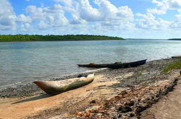 Boat on the shore. Africa, Mozambique.