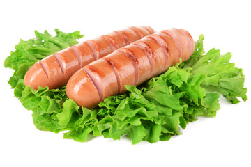 Grilled sausage isolated on white