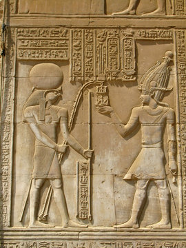 Temple of Kom Ombo, Egypt: the Pharaoh and god Horus