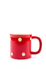 Red mug isolated white background