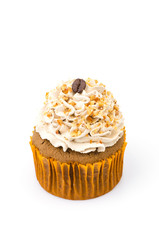 Coffee cupcake isolated white background
