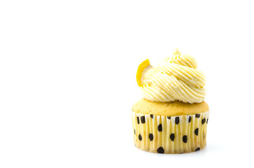 Lemon cupcakes isolated white background