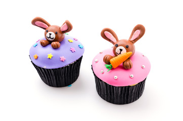 Easter cupcakes isolated white background