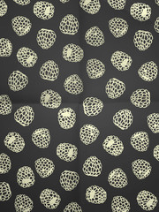 Vintage black and white wrapping paper with raspberries