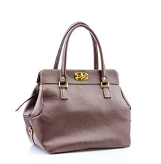 Woman leather bag isolated white background