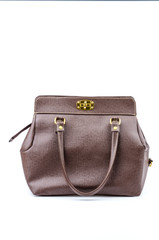 Woman leather bag isolated white background