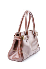 Fototapeta premium Woman leather bag isolated white background
