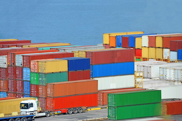 Port cargo container in port of Odessa, Ukraine