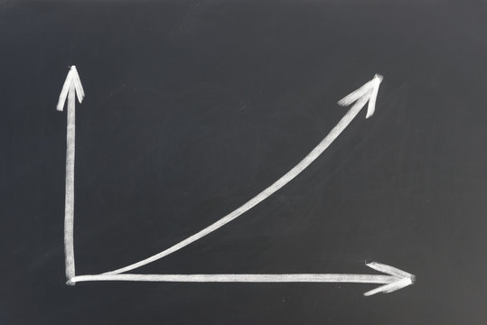 hand drawn growth arrow on chalkboard