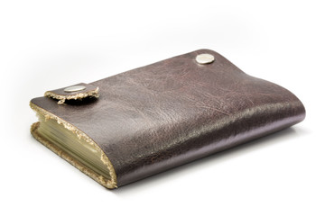 Brown leather wallet isolated over white
