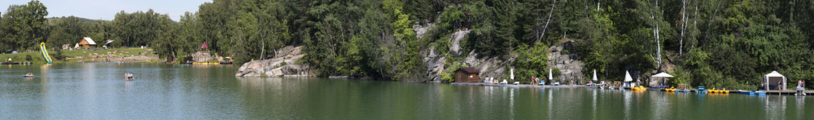 Fototapeta premium Panorama of lake Aya. Altai. Russia.