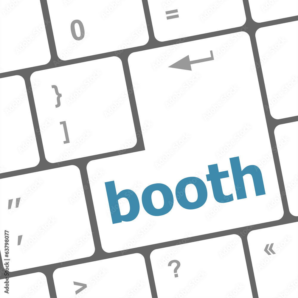 Poster booth button on computer pc keyboard key