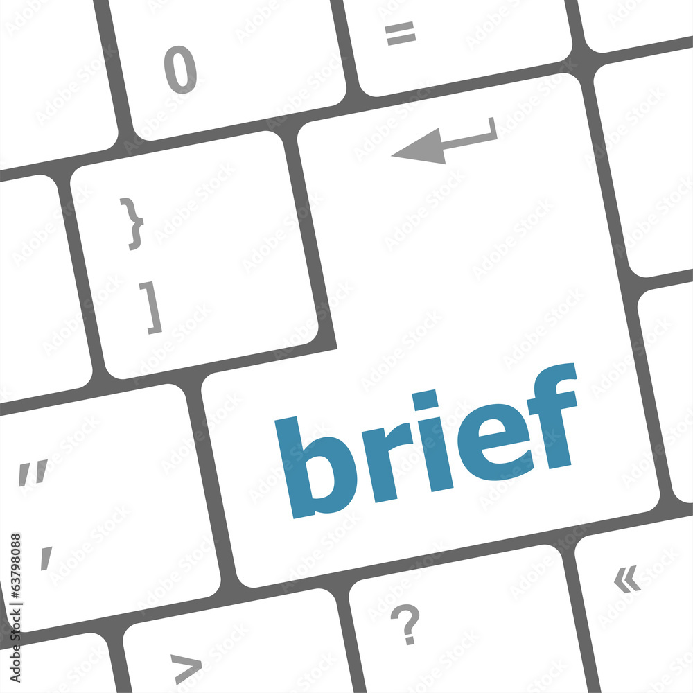 Poster brief text button on keyboard with soft focus