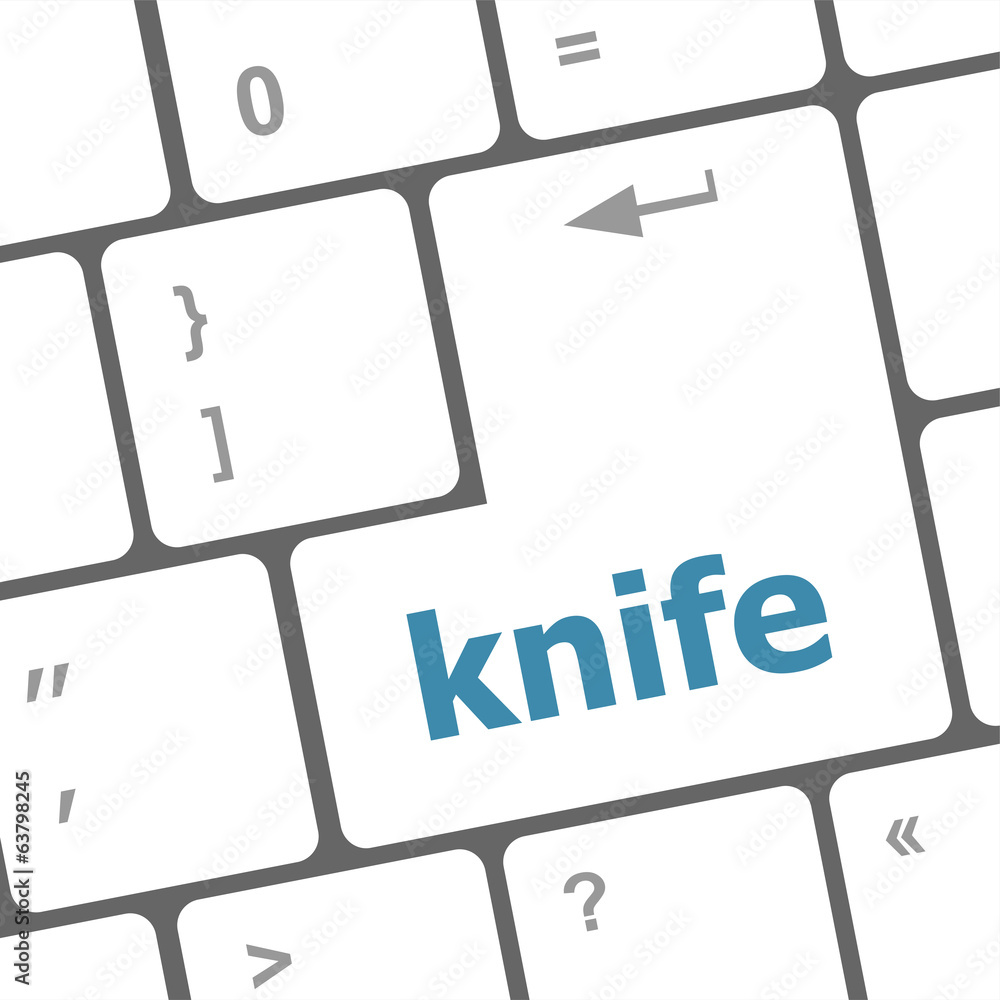 Aufkleber knife word word on computer keyboard keys