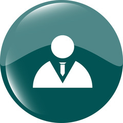 icon button with businessman inside, isolated on white