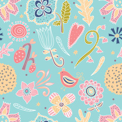 Fototapeta na wymiar Cute seamless pattern with flowers.