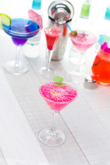 Cocktail with caviar and flower