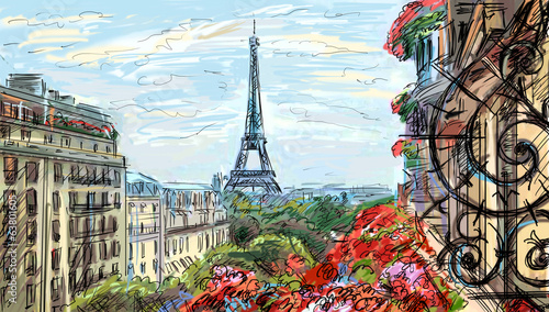 Париж в красках Эйфелева башня скачать