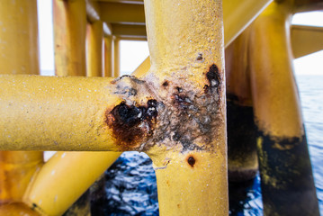 close up rusty form oil plantform