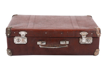 Old suitcase isolated on white background
