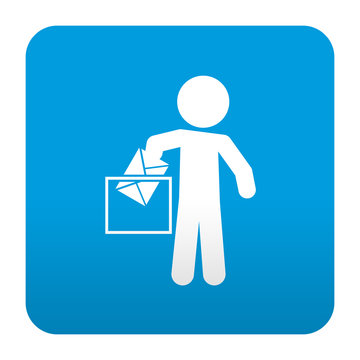 Etiqueta tipo app azul simbolo votacion