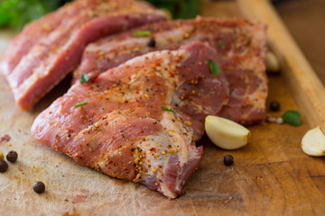 Fresh pork ribs with spices redy for grill