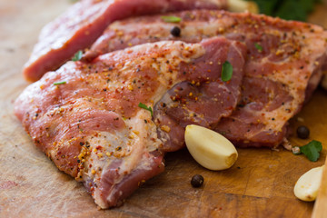 Fresh pork ribs with spices redy for grill