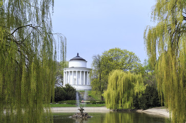 Temple of Vesta in Saxon Garden in Warsaw in spring, Poland