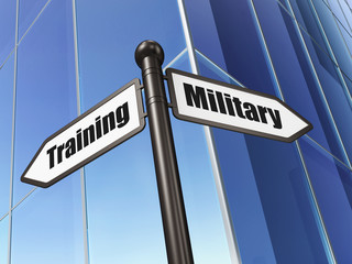 Education concept: sign Military Training on Building background