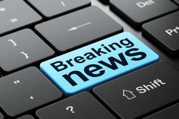 News concept: Breaking News on computer keyboard background