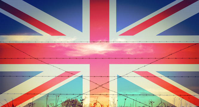 Union jack on the battle fields of WW1 barbed wire