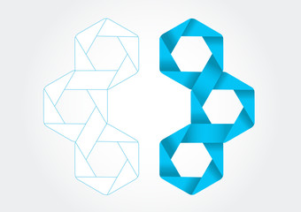 Hexagon bands with 3D effect in vector format.