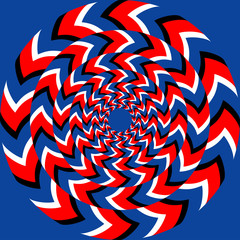 Rotation effect with optical illusion effect