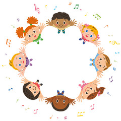 音符と子供集合