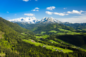 Fototapeta premium view to Dachstein from the west, Upper Austria-Styria, Austria