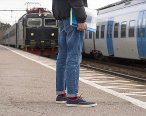 Man waiting for train