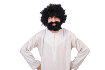 Hairy funny man isolated on the white
