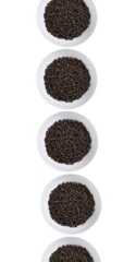 thai black pepper in white dish on white background