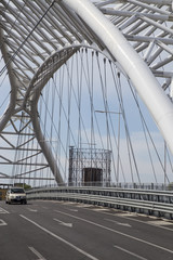Fototapeta premium Rome, Italy, Settimia Spizzichino Bridge and old gazometer