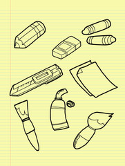 Freehand drawing drawing tools set.