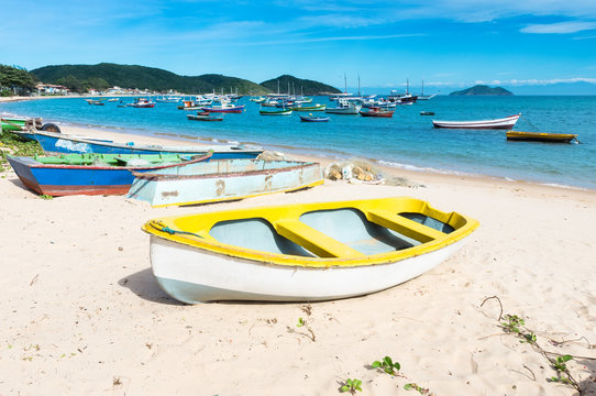 Boat on the beach in Buzios, Rio de Janeiro. Brazil