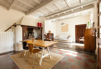 comfortable dining room, interior of a nice loft