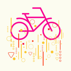 Bicycle on abstract colorful geometric light background