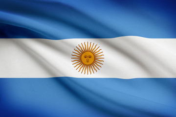 Series of ruffled flags. Argentina.