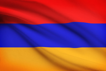 Series of ruffled flags. Armenia.